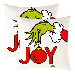 New 2 Pack of Grinch Christmas Throw Pillow Covers 16" x16"
